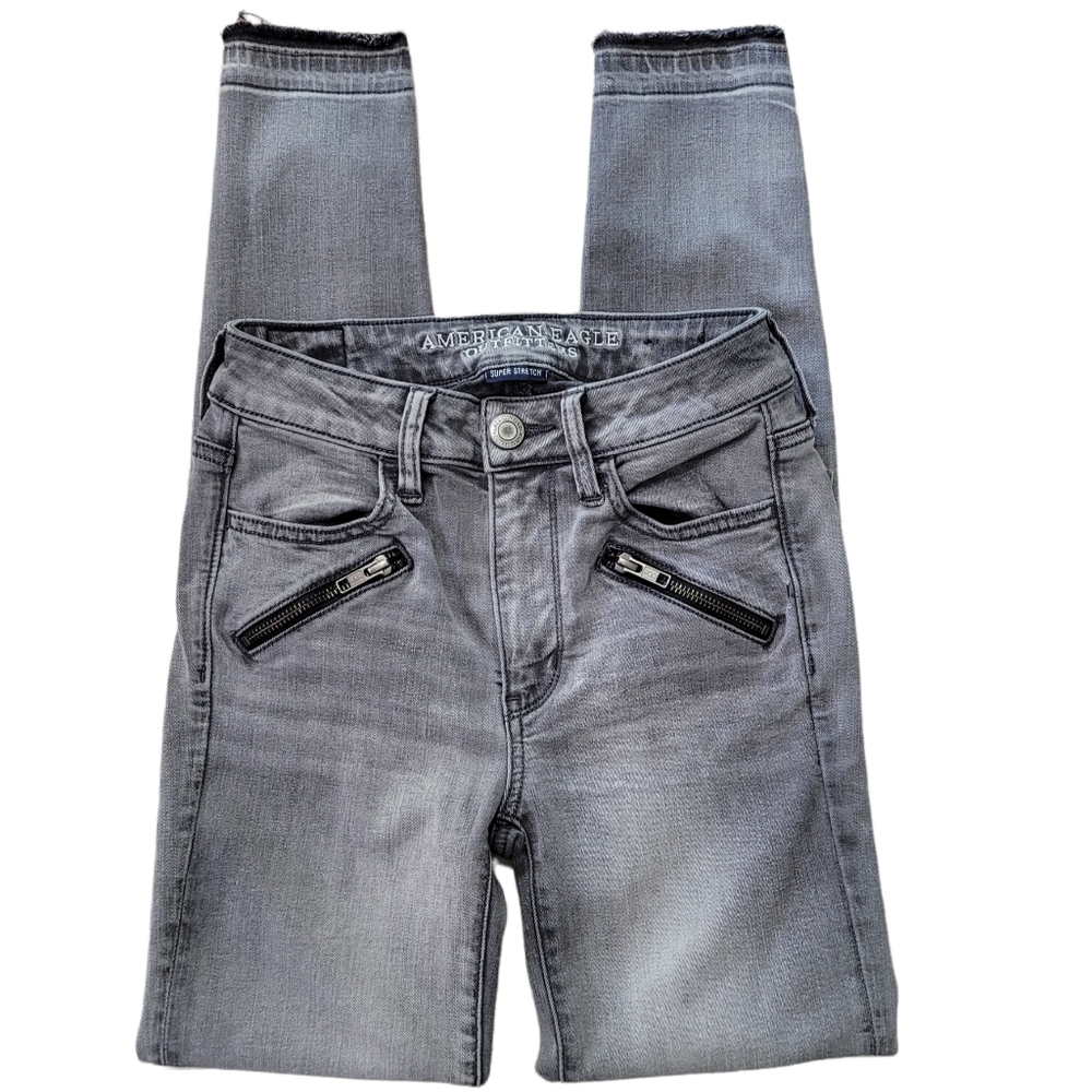 American Eagle Outfitters Hi Rise Jegging Gray Sz 2